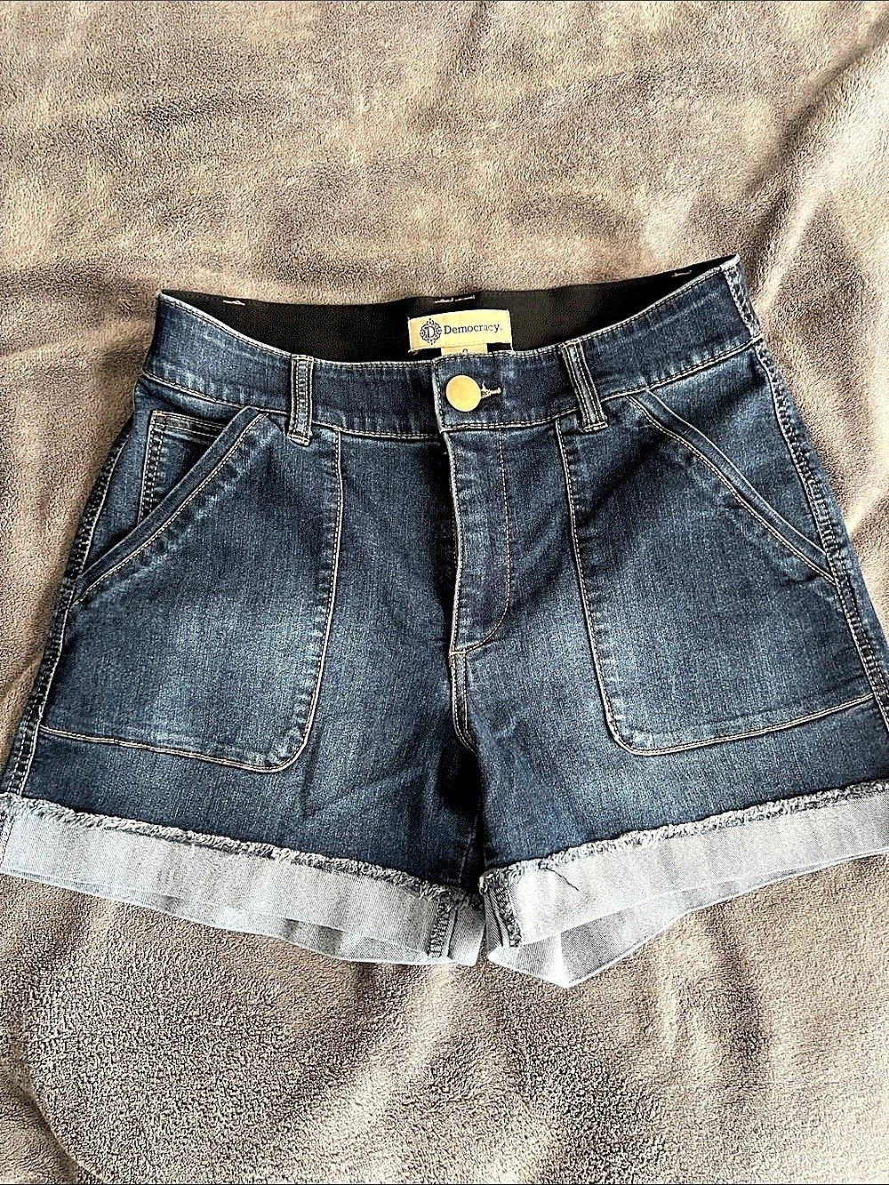 ❤️Democracy Ab Solution Cuffed Denim Shorts Blue Size 8, like NEW